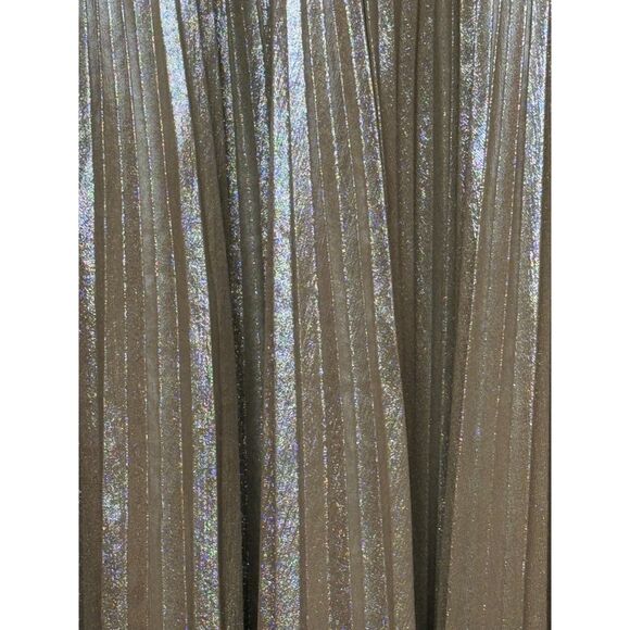 Ann Taylor Women's Petite Size 6P Metallic Shimmer Chiffon Pleated Dress EUC - Picture 5 of 9